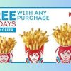 Free Any Size Wendy’s Hot & Crispy Fries With Any Purchase Every Friday