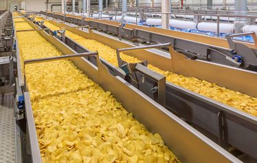 Workhouse,Of,Big,Snacks,Factory.,Conveyor,Line,With,Potato,Golden